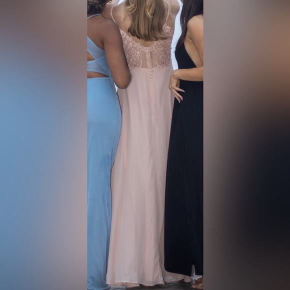 Lulus Romantic Ways Blush Pink Lace Button Back Maxi Dress - Picture 4 of 4